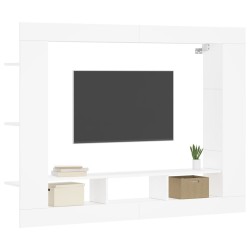 Meuble TV blanc 152x22x113 cm bois d'ingénierie 