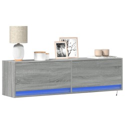 Meuble TV mural avec lumières LED sonoma gris 140x31x38 cm 