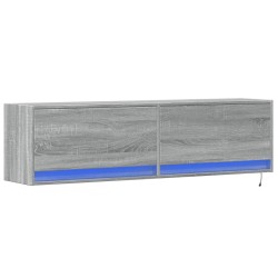Meuble TV mural avec lumières LED sonoma gris 140x31x38 cm 