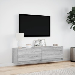 Meuble TV mural avec lumières LED sonoma gris 140x31x38 cm 