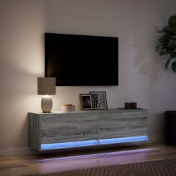Meuble TV mural avec lumières LED sonoma gris 140x31x38 cm 