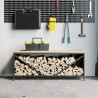 Étagère à bois de chauffage avec plateau en bois vert olive 