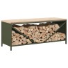 Étagère à bois de chauffage avec plateau en bois vert olive 