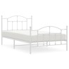 Cadre de lit métal sans matelas et pied de lit blanc 107x203 cm 