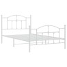 Cadre de lit métal sans matelas et pied de lit blanc 107x203 cm 