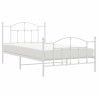 Cadre de lit métal sans matelas et pied de lit blanc 107x203 cm 
