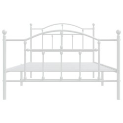 Cadre de lit métal sans matelas et pied de lit blanc 107x203 cm 