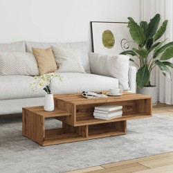 Table basse chêne artisanal 105x55x32 cm bois d'ingénierie 