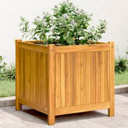 Jardinière avec doublure 50x50x50 cm bois massif d'acacia 