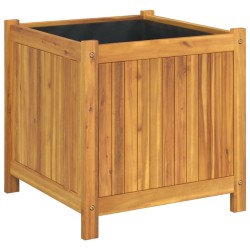 Jardinière avec doublure 50x50x50 cm bois massif d'acacia 