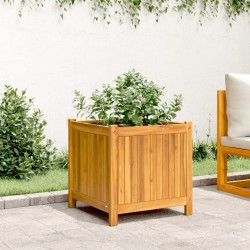 Jardinière avec doublure 50x50x50 cm bois massif d'acacia 