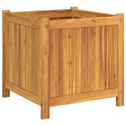 Jardinière avec doublure 50x50x50 cm bois massif d'acacia 