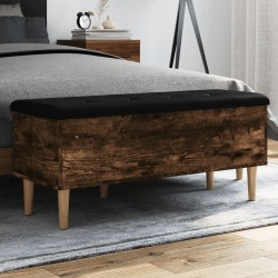 Banc de rangement chêne fumé 102x42x46 cm bois d'ingénierie 