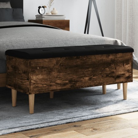 Banc de rangement chêne fumé 102x42x46 cm bois d'ingénierie 