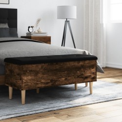 Banc de rangement chêne fumé 102x42x46 cm bois d'ingénierie 