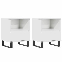 Tables de chevet 2 pcs blanc brillant 40x35x50 cm 