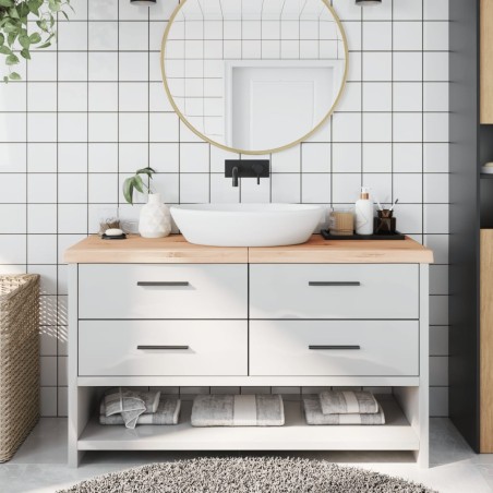 Comptoir de salle de bain 140x50x(2-6)cm bois massif non traité 