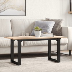 Table basse cadre en O 100x50x45 cm bois de pin massif et acier 