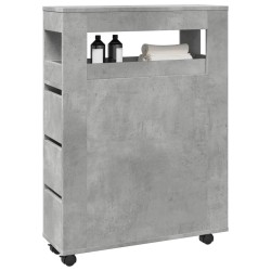 Meuble étroit de salle de bain à roulettes gris béton 