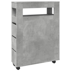 Meuble étroit de salle de bain à roulettes gris béton 