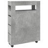 Meuble étroit de salle de bain à roulettes gris béton 