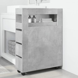 Meuble étroit de salle de bain à roulettes gris béton 