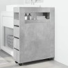 Meuble étroit de salle de bain à roulettes gris béton 