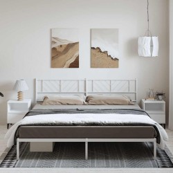 Cadre de lit métal sans matelas et tête de lit blanc 193x203 cm 