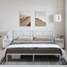 Cadre de lit métal sans matelas et tête de lit blanc 193x203 cm 