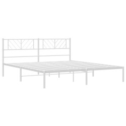 Cadre de lit métal sans matelas et tête de lit blanc 193x203 cm 
