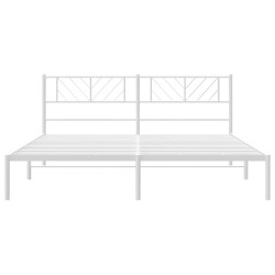 Cadre de lit métal sans matelas et tête de lit blanc 193x203 cm 