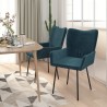 Chaises à manger lot de 2 Bleu Velours 