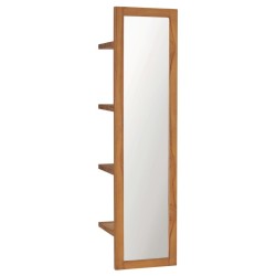 Miroir mural avec étagères 30x30x120 cm Bois de teck massif 