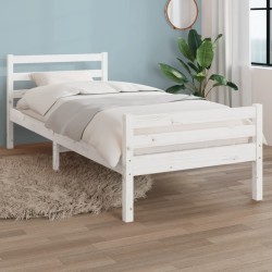 Cadre de lit sans matelas blanc bois massif 90x190 cm 