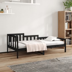 Lit de jour sans matelas noir 90x200 cm bois de pin massif 