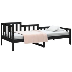 Lit de jour sans matelas noir 90x200 cm bois de pin massif 