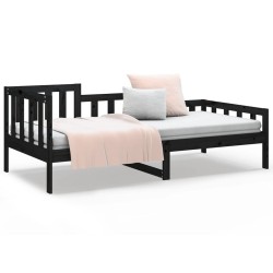 Lit de jour sans matelas noir 90x200 cm bois de pin massif 