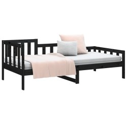 Lit de jour sans matelas noir 90x200 cm bois de pin massif 