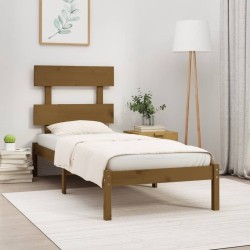 Cadre de lit sans matelas marron miel 100x200 cm bois massif 