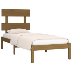 Cadre de lit sans matelas marron miel 100x200 cm bois massif 