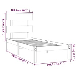Cadre de lit sans matelas marron miel 100x200 cm bois massif 