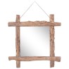 Miroir à bûches Naturel 70x70 cm bois de teck recyclé 