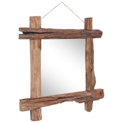 Miroir à bûches Naturel 70x70 cm bois de teck recyclé 
