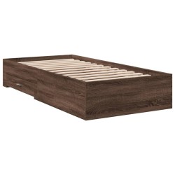 Cadre de lit avec tiroirs sans matelas chêne marron 100x200 cm 