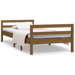 Cadre de lit sans matelas marron miel 75x190 cm bois pin massif 