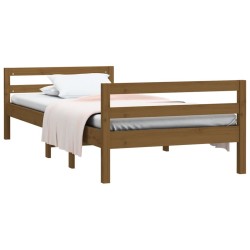 Cadre de lit sans matelas marron miel 75x190 cm bois pin massif 