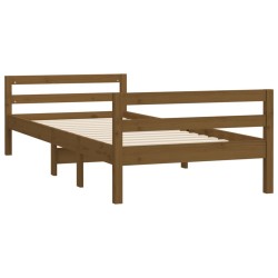 Cadre de lit sans matelas marron miel 75x190 cm bois pin massif 