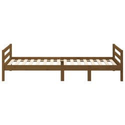 Cadre de lit sans matelas marron miel 75x190 cm bois pin massif 
