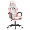 Chaise de jeu pivotante et repose-pied Blanc et rose Similicuir 