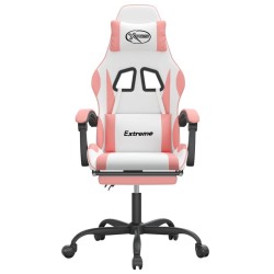 Chaise de jeu pivotante et repose-pied Blanc et rose Similicuir 
